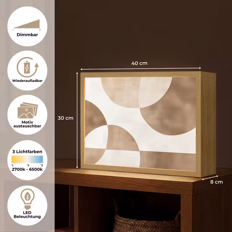 Snijdende cirkels - Overlappende vlakken Light Box met batterij (Wandlamp) middel -USP_websiteoverzichtDE