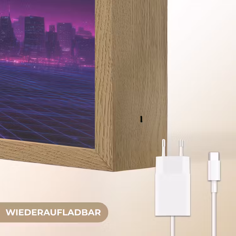 Skyline - Zon - Neon - Rasterpatroon Light Box met batterij (Wandlamp) middel -USP_websiteoplaadbaarDE