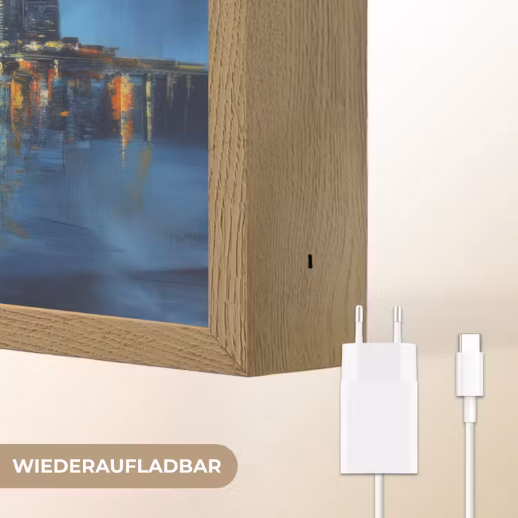 Skyline Toronto - Water - Stadslichten - Toren Light Box met batterij (Wandlamp) middel -USP_websiteoplaadbaarDE