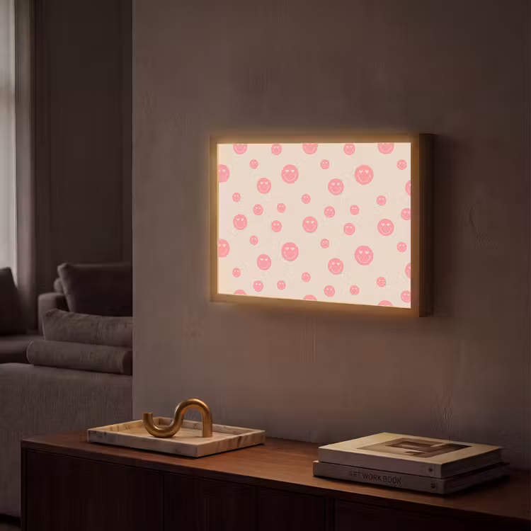 Smiley - Hart - Ogen - Patroon Light Box met batterij (Wandlamp) middel 907 -sfeer1