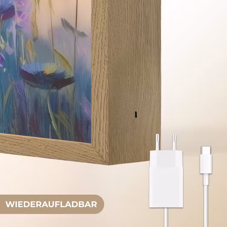 Zomers - Wilde bloemen - Penseelstreken Light Box met batterij (Wandlamp) middel -USP_websiteoplaadbaarDE