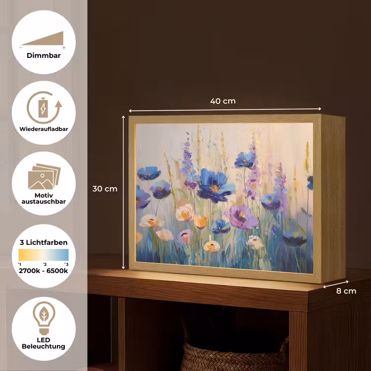 Zomers - Wilde bloemen - Penseelstreken Light Box met batterij (Wandlamp) middel -USP_websiteoverzichtDE