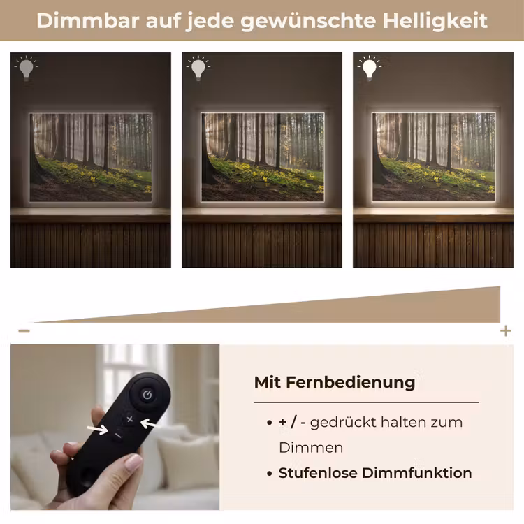 Zon - Takken - Bomen - Bos - Natuur Light Box met batterij (Wandlamp) middel -USP_dimbaarDE