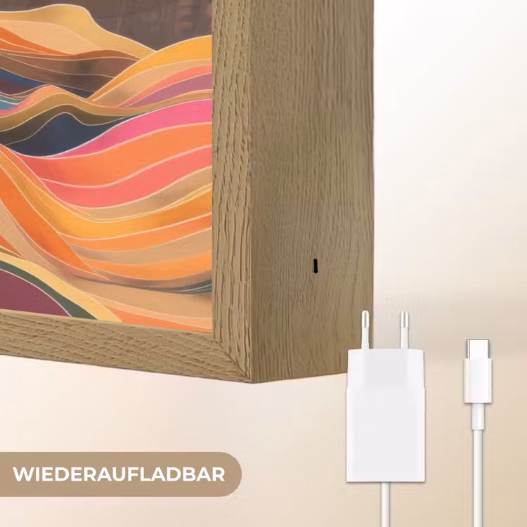 Zon - Kleurrijk landschap - Bergen Light Box met batterij (Wandlamp) middel -USP_websiteoplaadbaarDE