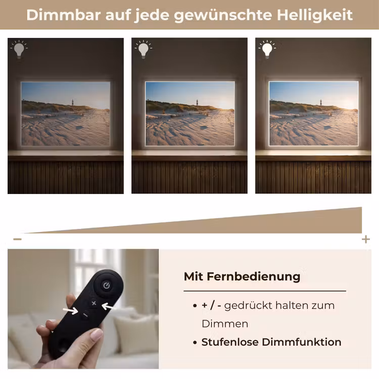 Zon - Duinen - Strand - Vuurtoren Light Box met batterij (Wandlamp) middel -USP_dimbaarDE