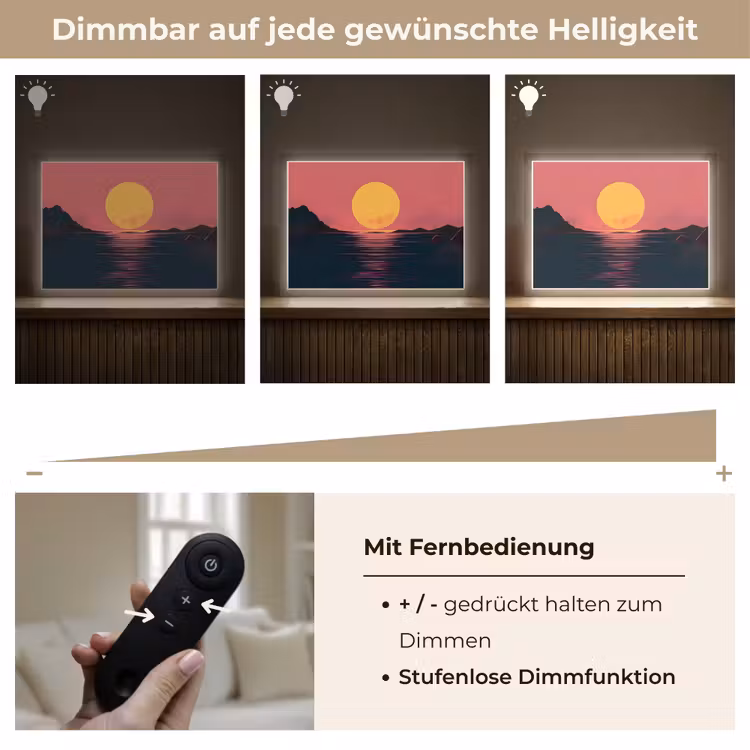 Zon - Geel - Bergen - Water Light Box met batterij (Wandlamp) middel -USP_dimbaarDE
