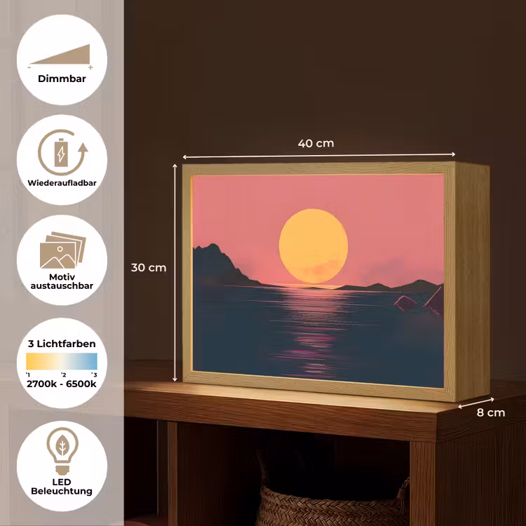 Zon - Geel - Bergen - Water Light Box met batterij (Wandlamp) middel -USP_websiteoverzichtDE