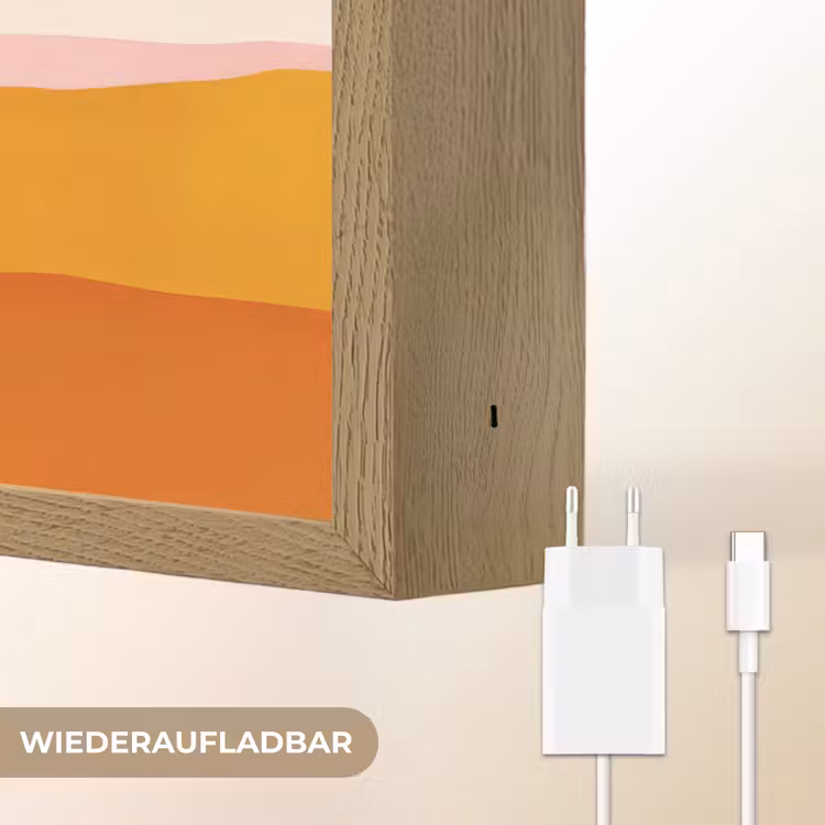Zon - Heuvels - Abstract - Roze Light Box met batterij (Wandlamp) middel -USP_websiteoplaadbaarDE