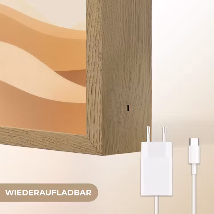 Zon - Heuvels - Boom - Abstract Light Box met batterij (Wandlamp) middel -USP_websiteoplaadbaarDE