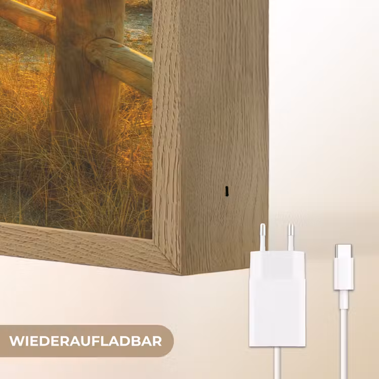 Zon - Strand - Duin - Horizon - Gras - Pad - Oranje Light Box met batterij (Wandlamp) middel -USP_websiteoplaadbaarDE