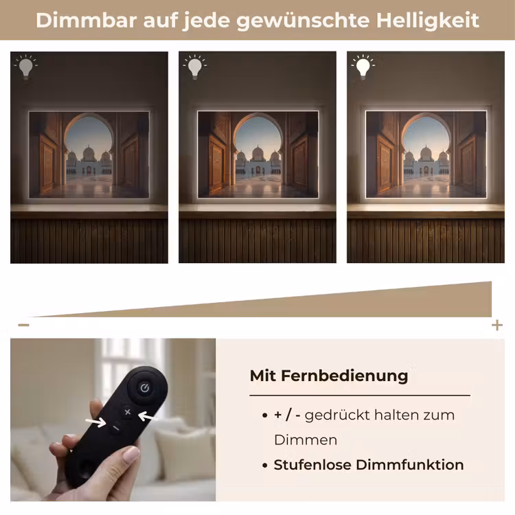 Zonsopkomst - Witte koepels - Plein - Moskee Light Box met batterij (Wandlamp) middel -USP_dimbaarDE