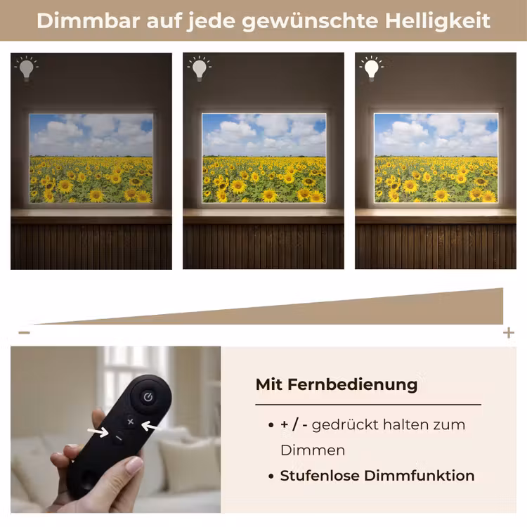 Zonnebloemen - Bloemen - Wolken - Natuur - Geel - Landschap Light Box met batterij (Wandlamp) middel -USP_dimbaarDE