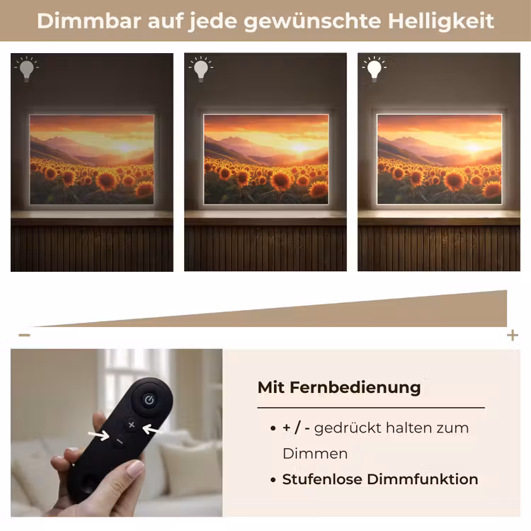 Zonnebloemen - Zonsondergang - Landschap Light Box met batterij (Wandlamp) middel -USP_dimbaarDE