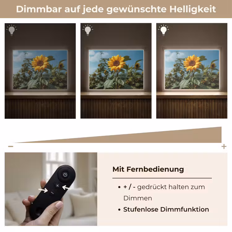 Zonnebloemen - Helderblauwer lucht - Gras Light Box met batterij (Wandlamp) middel -USP_dimbaarDE