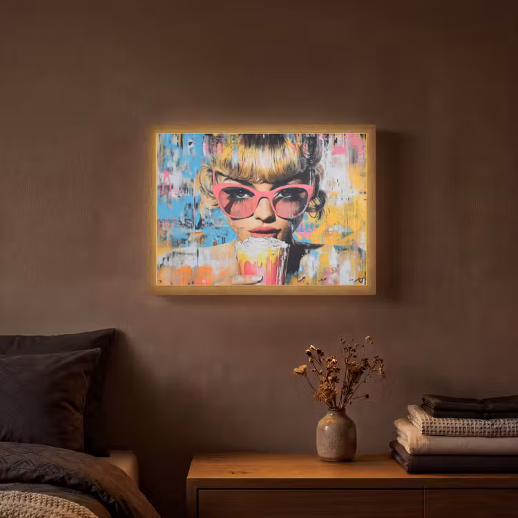 Zonnebril - Vrouw - Kleurrijk - Verfspetters Light Box met batterij (Wandlamp) middel -sfeer4