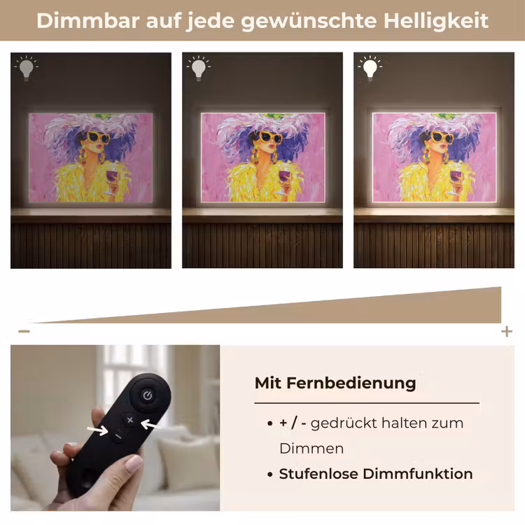 Zonnebril - Vrouw - Jas - Veren Light Box met batterij (Wandlamp) middel -USP_dimbaarDE