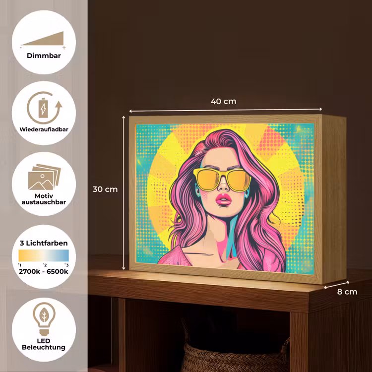 Zonnebril - Vrouw - Zonnig - Geel Light Box met batterij (Wandlamp) middel -USP_websiteoverzichtDE