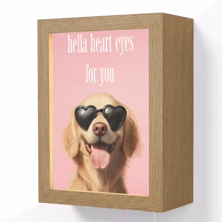 Zonnebril - Hartjes - Hond - Valentijn Light Box met kabel (Wandlamp) klein -3d