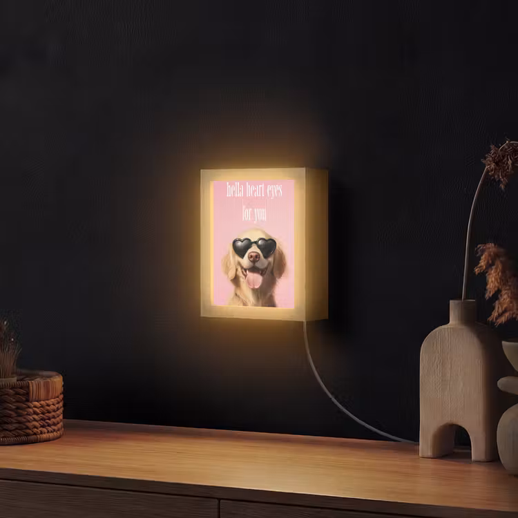 Zonnebril - Hartjes - Hond - Valentijn Light Box met kabel (Wandlamp) klein -sfeer1