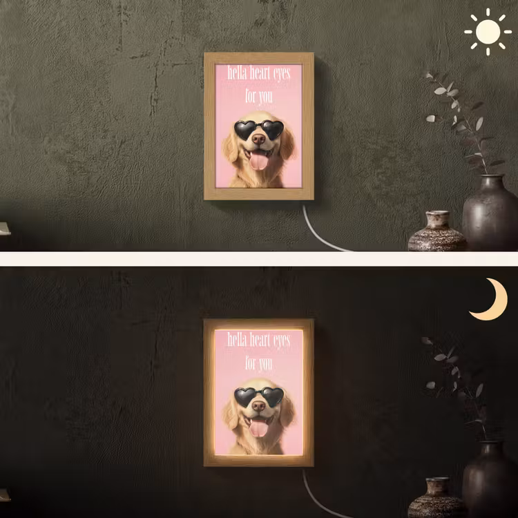 Zonnebril - Hartjes - Hond - Valentijn Light Box met kabel (Wandlamp) klein -sfeer3