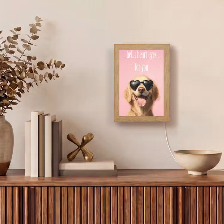 Zonnebril - Hartjes - Hond - Valentijn Light Box met kabel (Wandlamp) klein -sfeer2