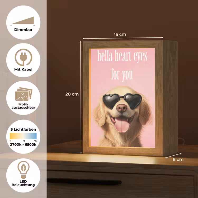 Zonnebril - Hartjes - Hond - Valentijn Light Box met kabel (Wandlamp) klein -USP_websiteoverzichtDE