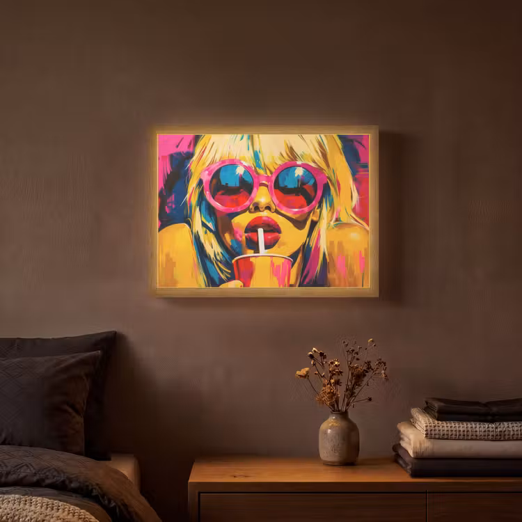 Zonnebril - Roze - Vrouw - Rietje Light Box met batterij (Wandlamp) middel -sfeer4