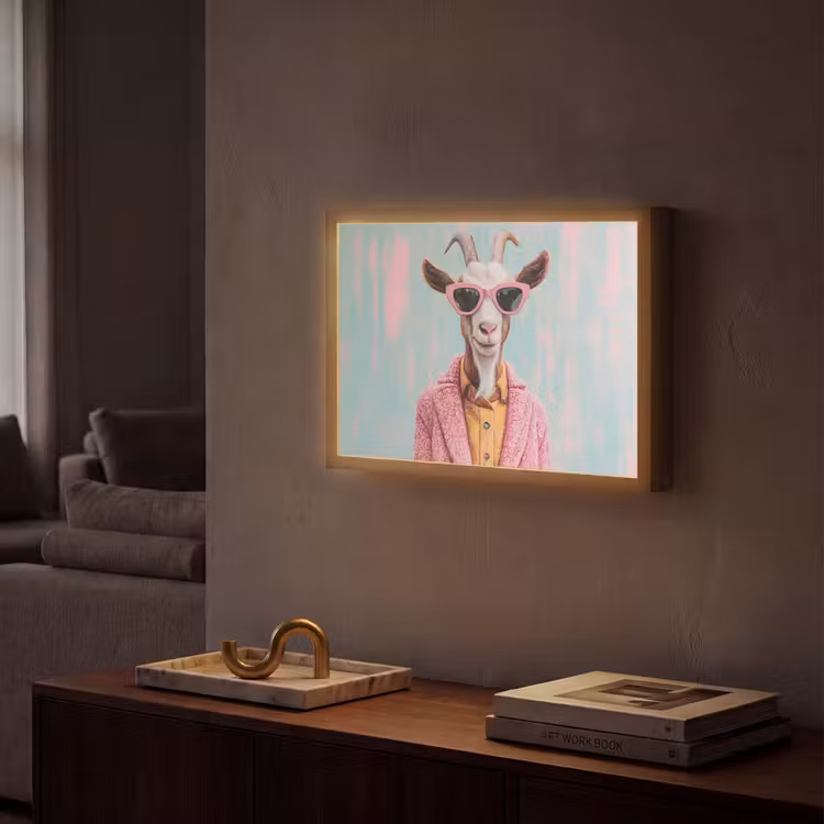 Zonnebril - Roze - Geit - Horen Light Box met batterij (Wandlamp) middel -sfeer1