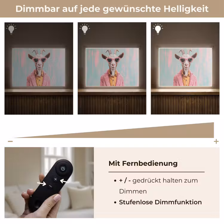 Zonnebril - Roze - Geit - Horen Light Box met batterij (Wandlamp) middel -USP_dimbaarDE