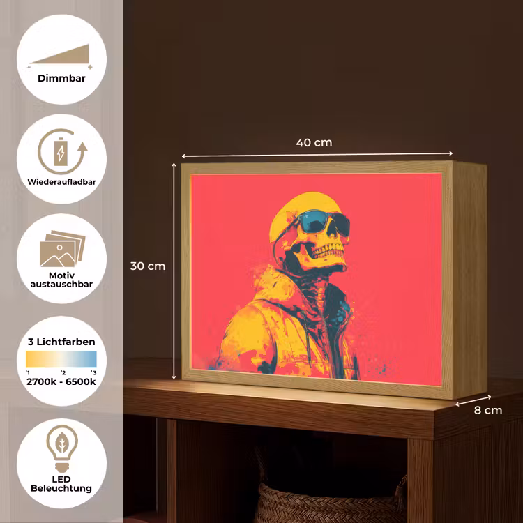 Zonnebril - Schedel - Jas - Rood Light Box met batterij (Wandlamp) middel -USP_websiteoverzichtDE
