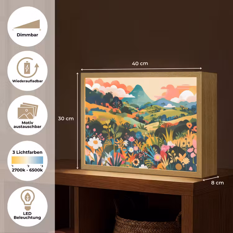 Zonlicht - Heuvels - Wolkenlucht Light Box met batterij (Wandlamp) middel -USP_websiteoverzichtDE