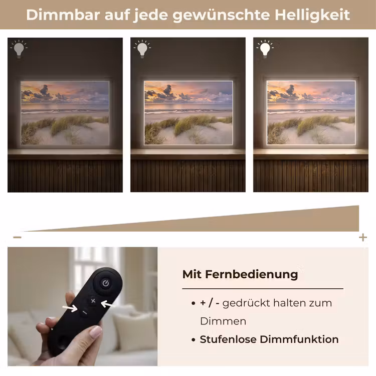 Zonsondergang - Duin - Strand - Planten - Zee Light Box met batterij (Wandlamp) middel -USP_dimbaarDE