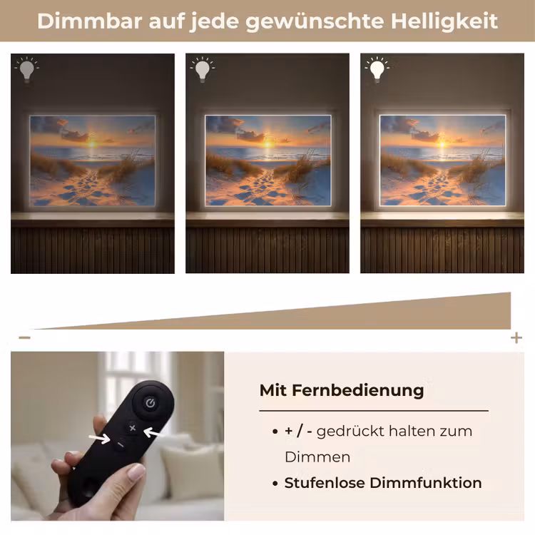 Zonsondergang - Duinen - Strand - Zee Light Box met batterij (Wandlamp) middel -USP_dimbaarDE