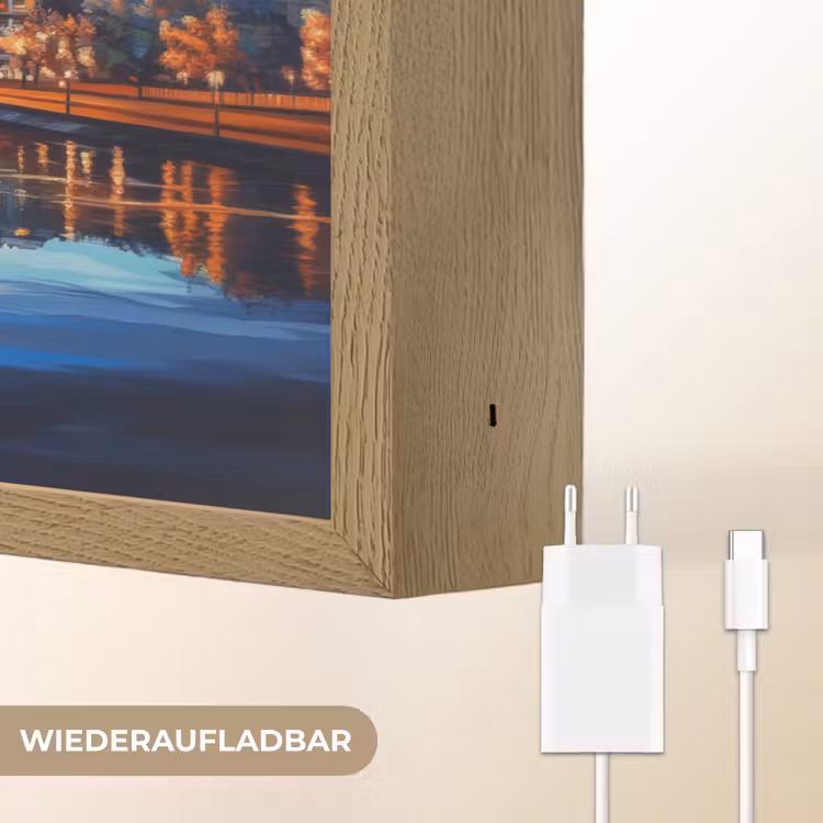 Zonsondergang Frankfurt - Stad - Skyline - Water Light Box met batterij (Wandlamp) middel -USP_websiteoplaadbaarDE
