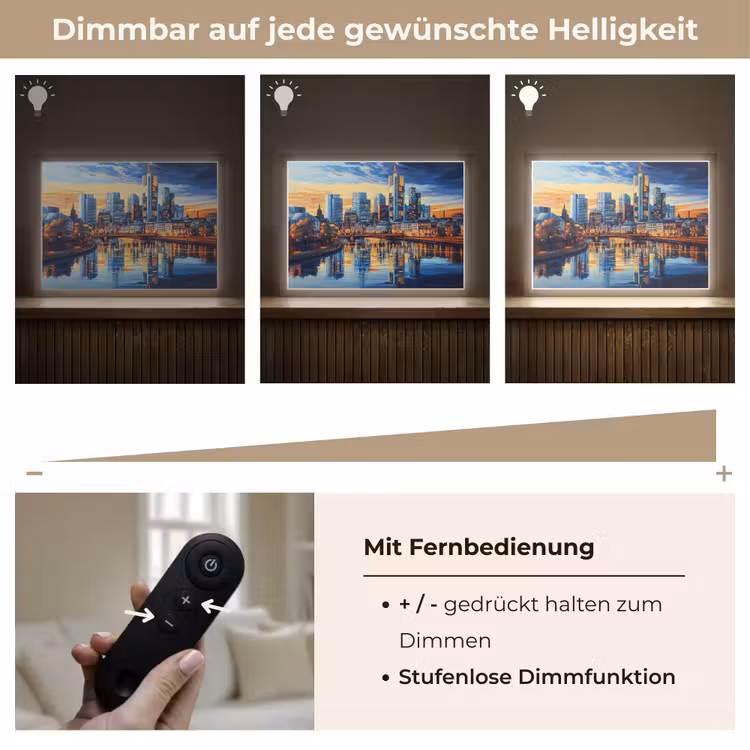 Zonsondergang Frankfurt - Stad - Skyline - Water Light Box met batterij (Wandlamp) middel -USP_dimbaarDE