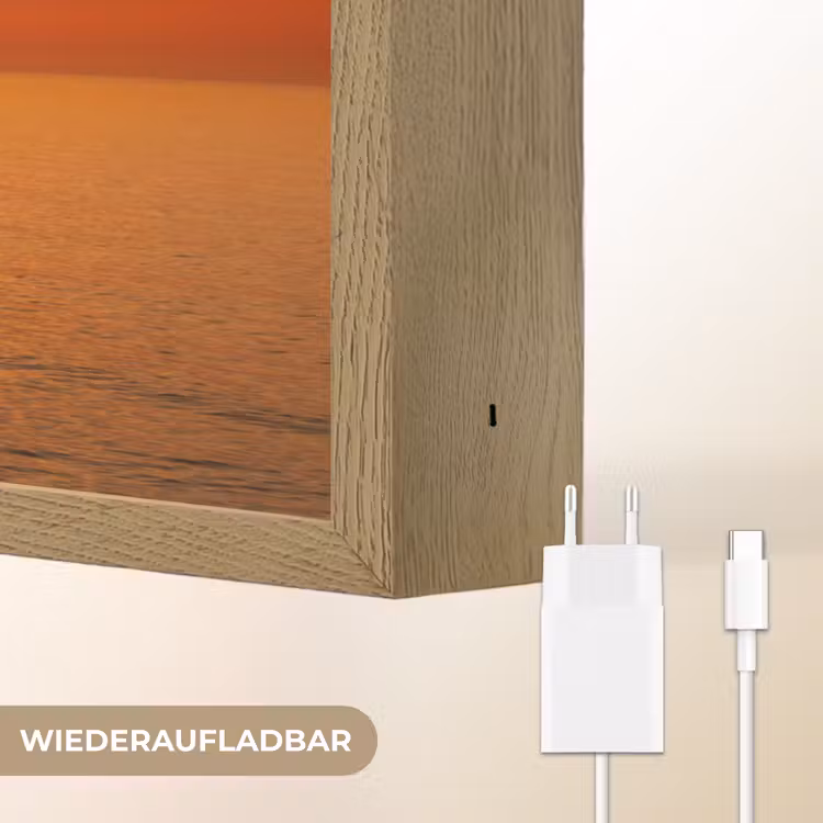 Zonsondergang - Zee - Lucht - Oranje - Horizon - Water Light Box met batterij (Wandlamp) middel -USP_websiteoplaadbaarDE