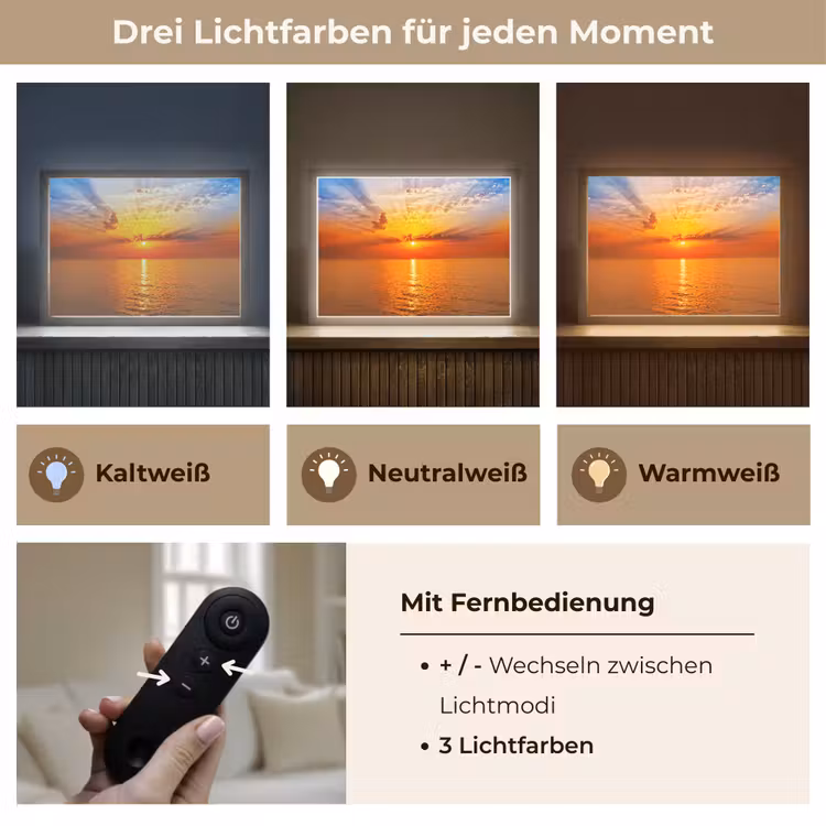 Zonsondergang - Zee - Lucht - Oranje - Horizon - Water Light Box met batterij (Wandlamp) middel -USP_lichtkleurDE