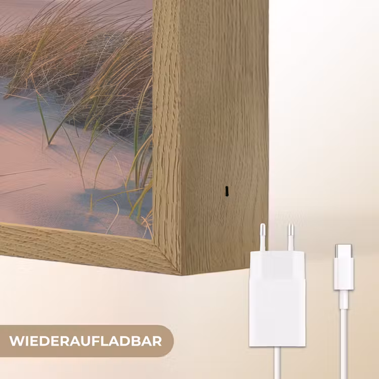 Zonsondergang - Zee - Strand - Duinen - Natuur Light Box met batterij (Wandlamp) middel -USP_websiteoplaadbaarDE