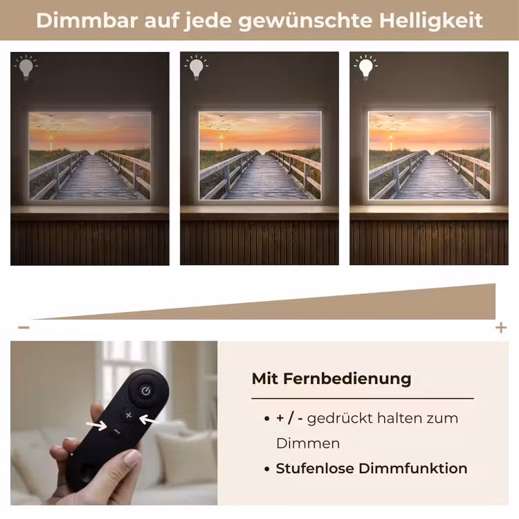 Zonsonderang - Zee - Pad - Gras - Duin - Vogels Light Box met batterij (Wandlamp) middel -USP_dimbaarDE