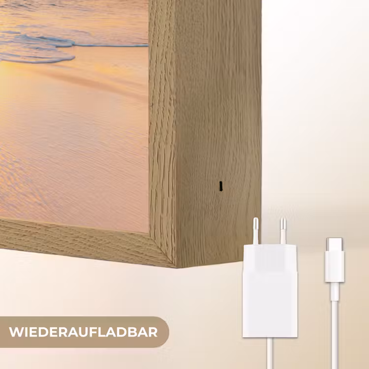 Zonsondergang - Strand - Zee - Zomer - Blauw Light Box met batterij (Wandlamp) middel -USP_websiteoplaadbaarDE