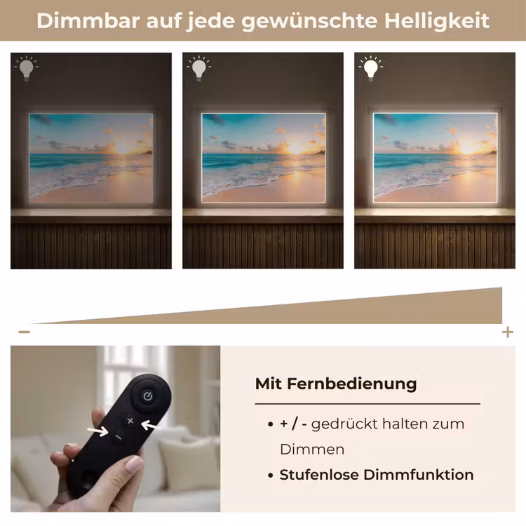 Zonsondergang - Strand - Zee - Zomer - Blauw Light Box met batterij (Wandlamp) middel -USP_dimbaarDE