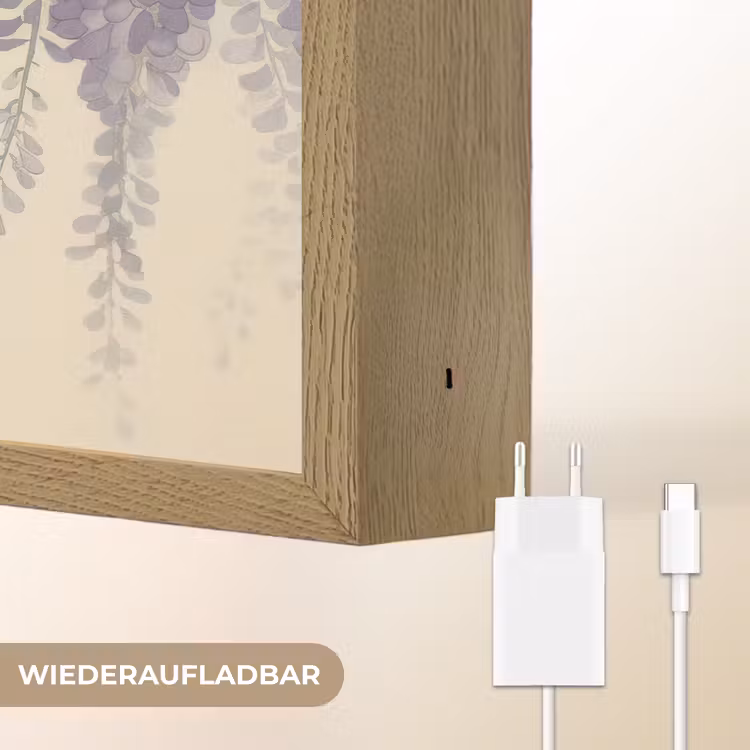 Specht - Bloemen - Paars Light Box met batterij (Wandlamp) middel -USP_websiteoplaadbaarDE