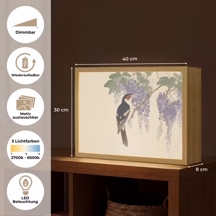 Specht - Bloemen - Paars Light Box met batterij (Wandlamp) middel -USP_websiteoverzichtDE