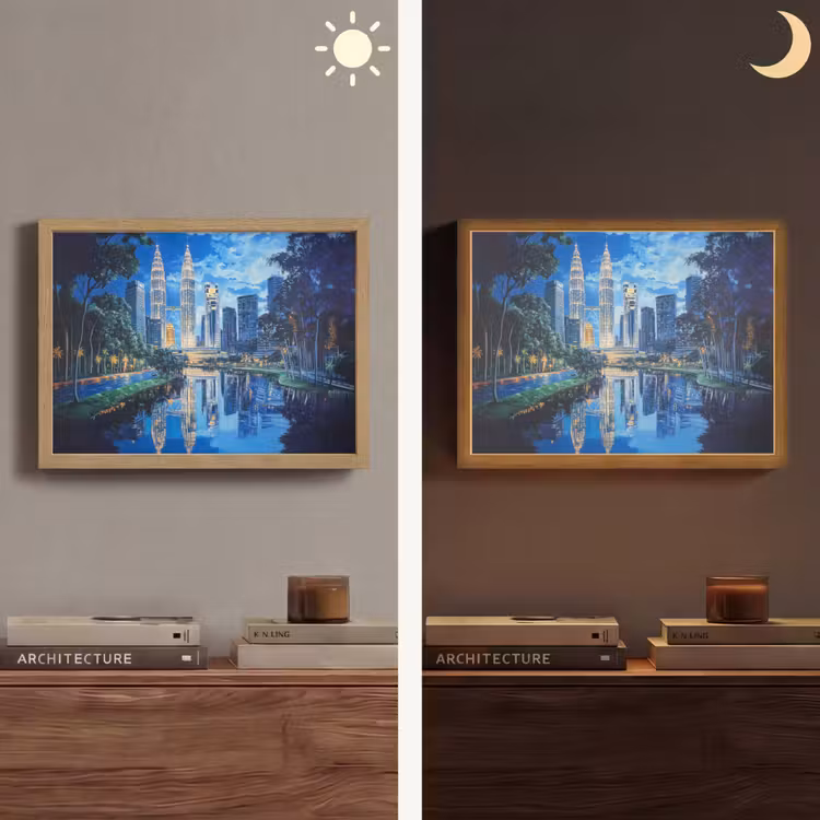 Stad Kuala Lumpur - Skyline - Wolkenkrabbers - Water Light Box met batterij (Wandlamp) middel -sfeer3