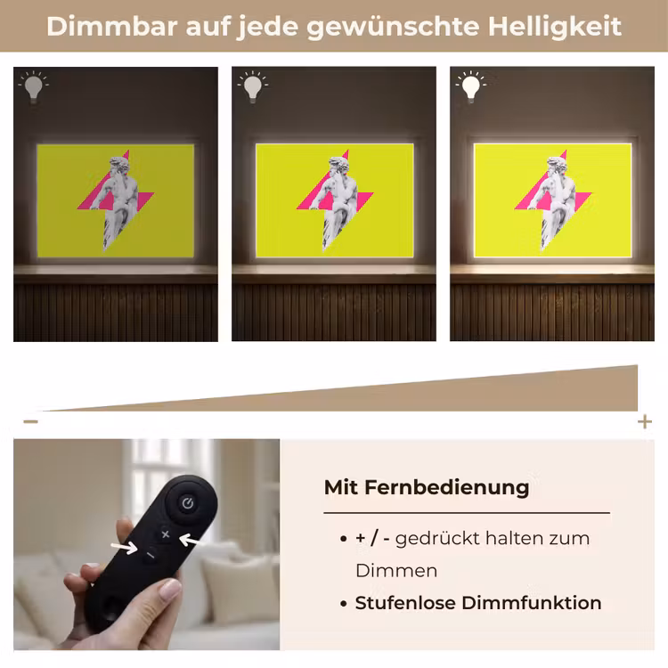 Beeld - Man - Bliksemschicht - Geel Light Box met batterij (Wandlamp) middel -USP_dimbaarDE