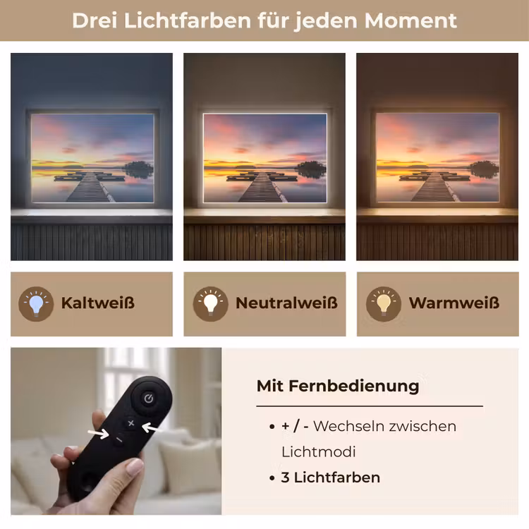 Steiger - Zonsondergang - Water - Zee - Reflectie Light Box met batterij (Wandlamp) middel -USP_lichtkleurDE