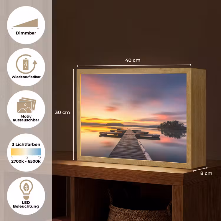Steiger - Zonsondergang - Water - Zee - Reflectie Light Box met batterij (Wandlamp) middel -USP_websiteoverzichtDE