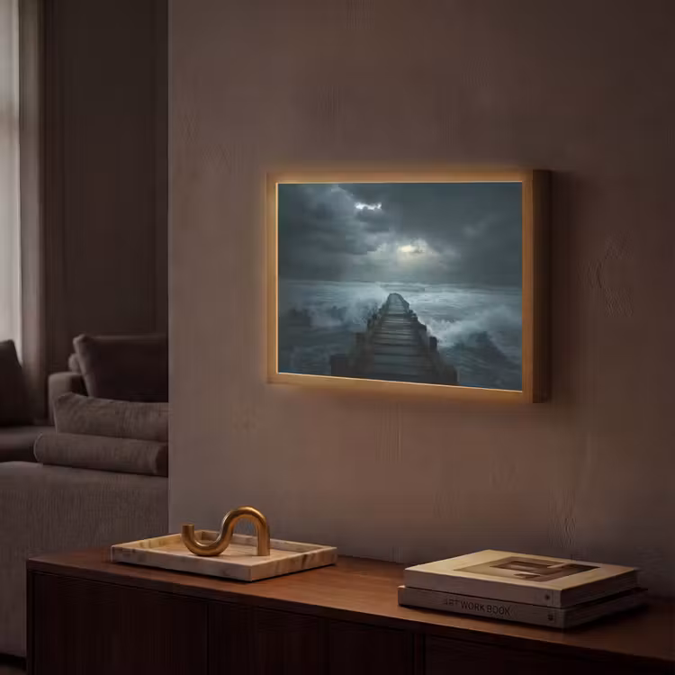 Steiger - Storm - Golven Light Box met batterij (Wandlamp) middel -sfeer1