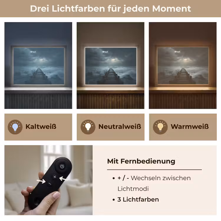 Steiger - Storm - Golven Light Box met batterij (Wandlamp) middel -USP_lichtkleurDE