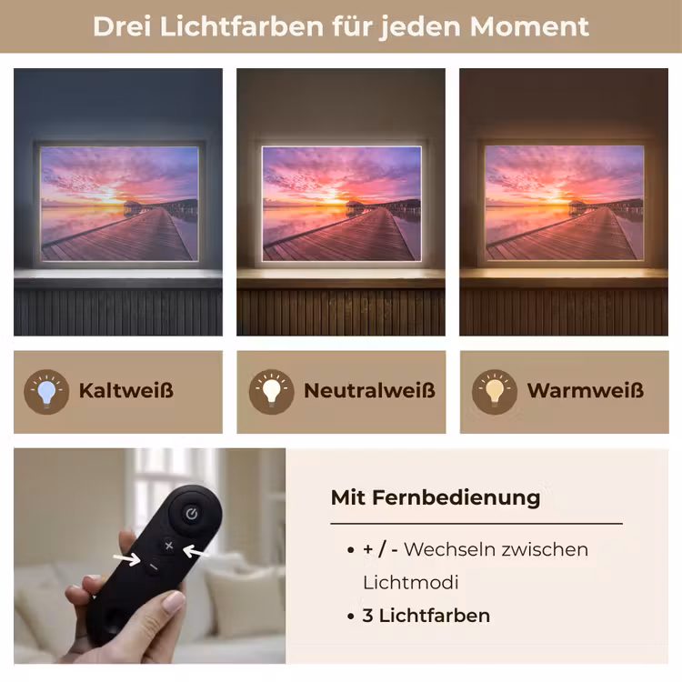 Steiger - Water - Zon - Roze - Horizon Light Box met batterij (Wandlamp) middel -USP_lichtkleurDE